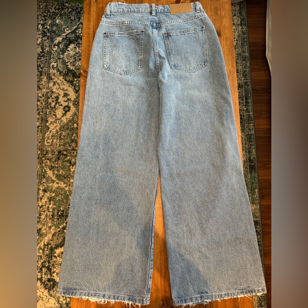 Women's Light Blue Wide Leg Jeans - Picture 6 of 6
